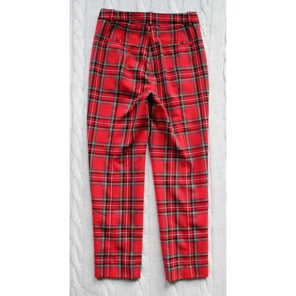 J. CREW High Rise Cameron Stewart Tartan Christmas Slim Wool Blend Pants, Size 2 - Picture 4 of 9